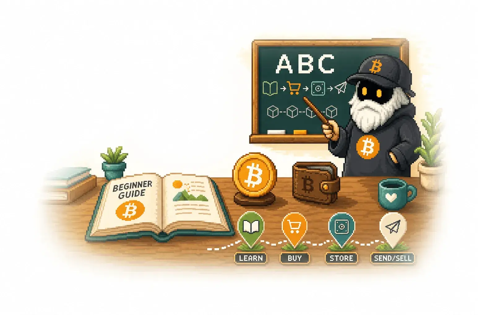 Bitcoin for Beginners homepage illustration